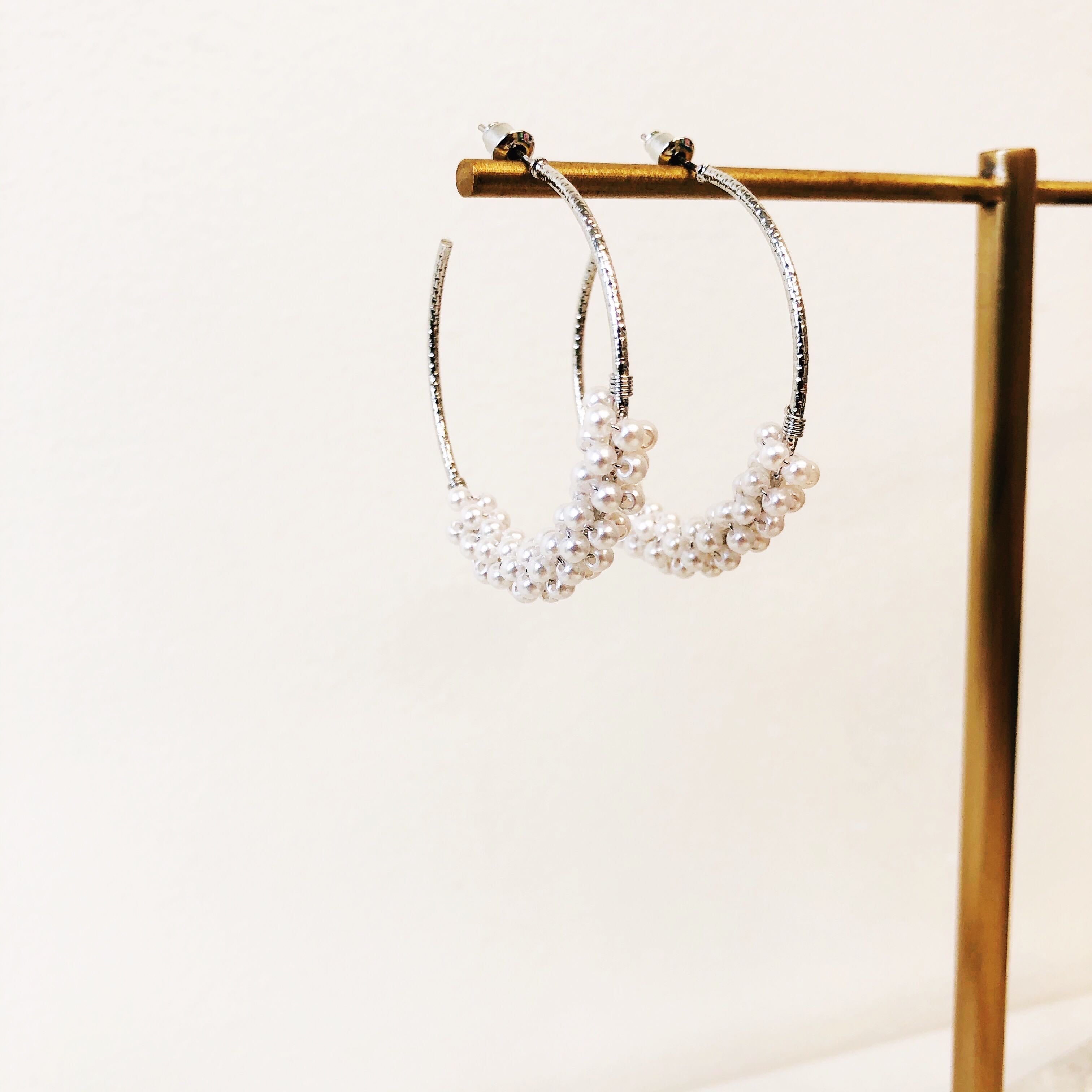 Jody Pearl Cluster Hoop Earrings - Silver