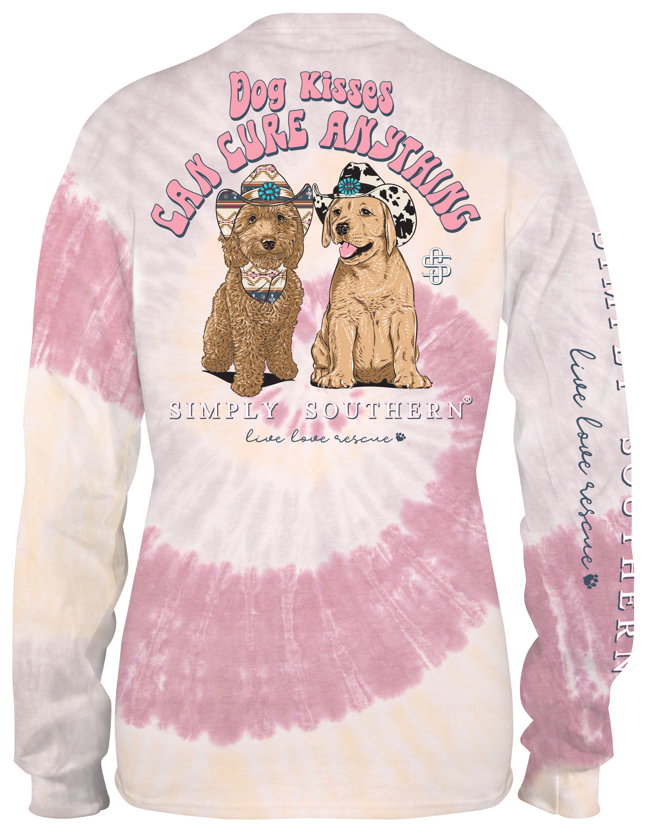 'Dog Kisses Can Cure Anything' Long Sleeve Tie Dye Tee by Simply Southern