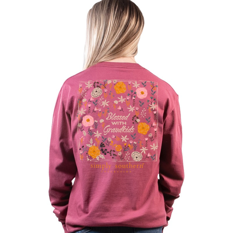 'Blessed with Grandkids' Floral Long Sleeve Tee by Simply Southern
