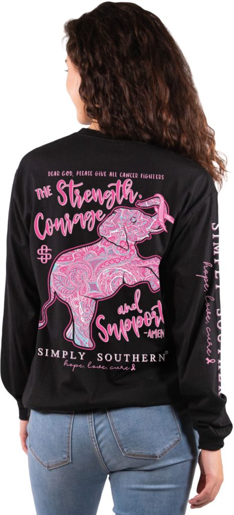 'Strength, Courage, and Support' Breast Cancer Long Sleeve Tee by Simply Southern