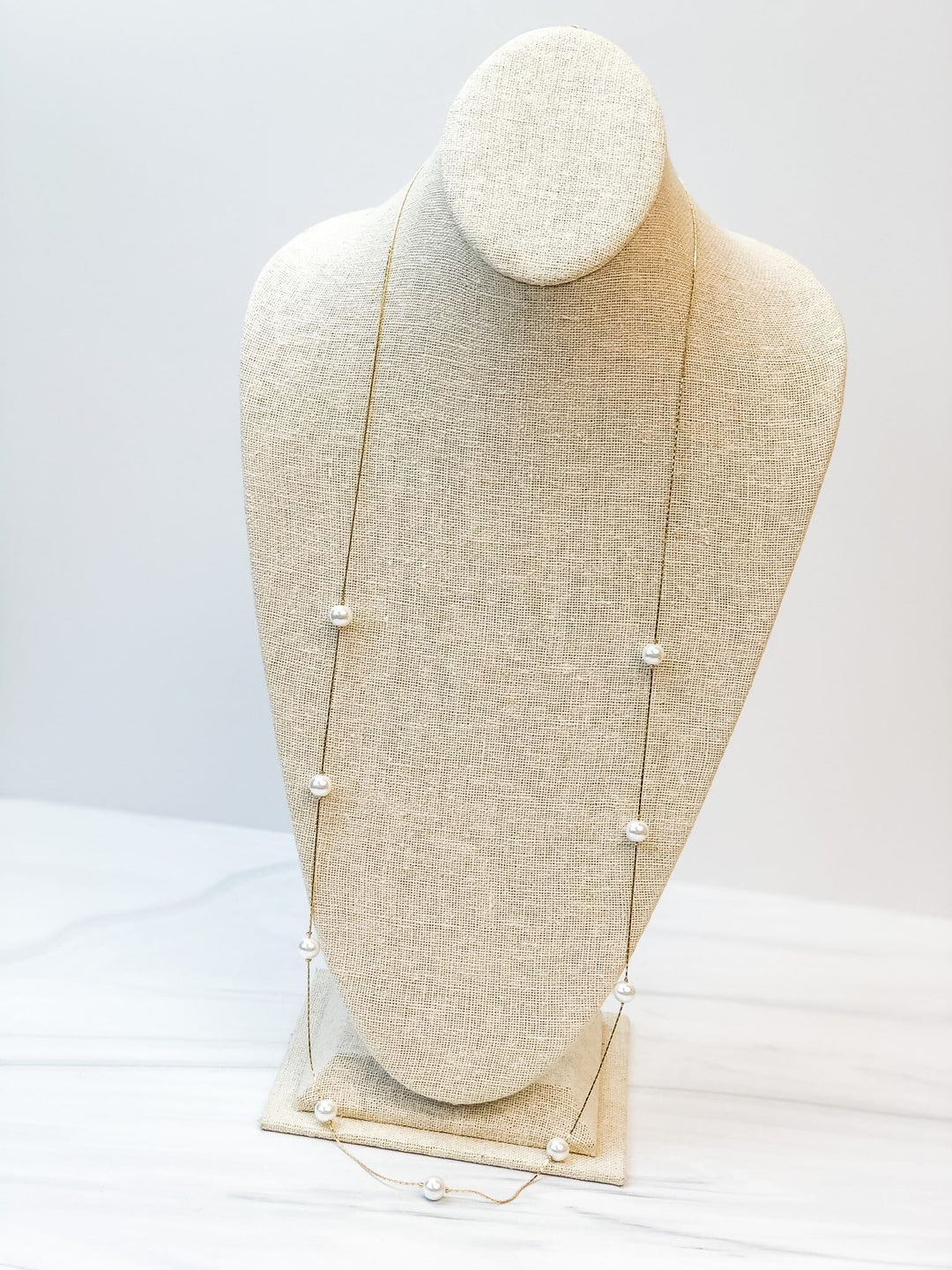 Lara Long Pearl Station Necklace