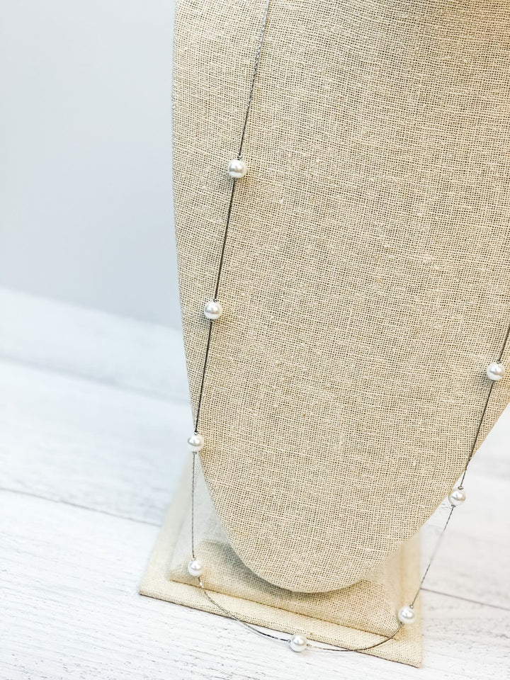Lara Long Pearl Station Necklace