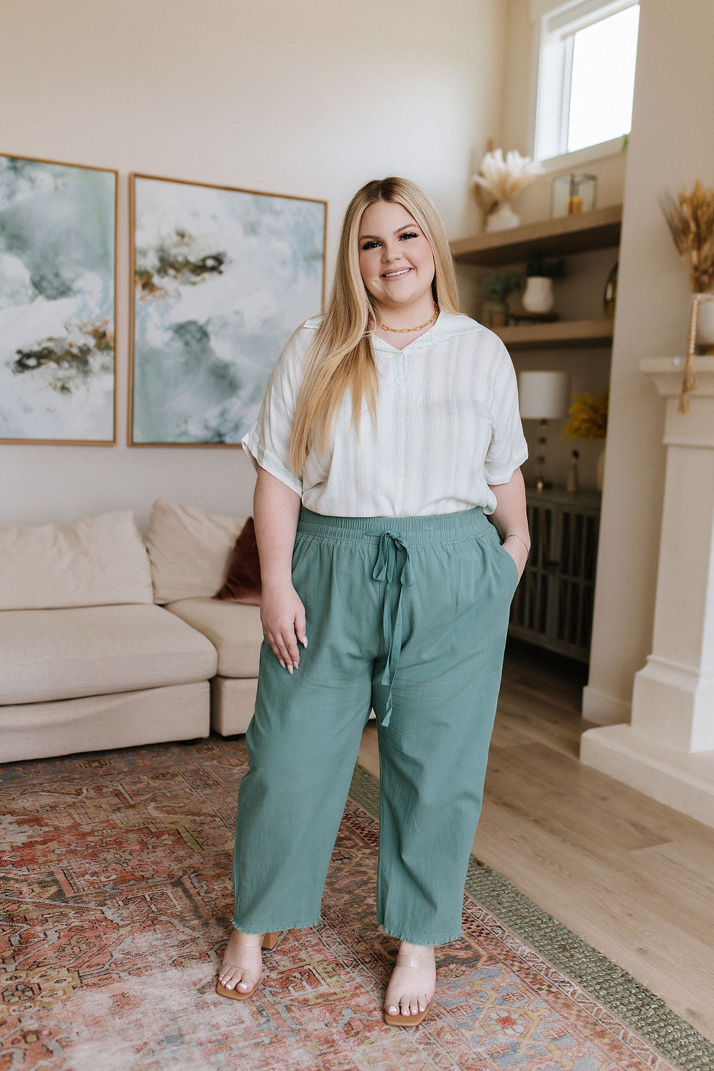 Love Me Dearly High Waisted Pants in Jade by Judy Blue