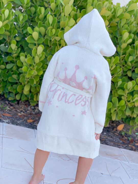 Luxury Cozy Kids Short Robe with Hood - Princess