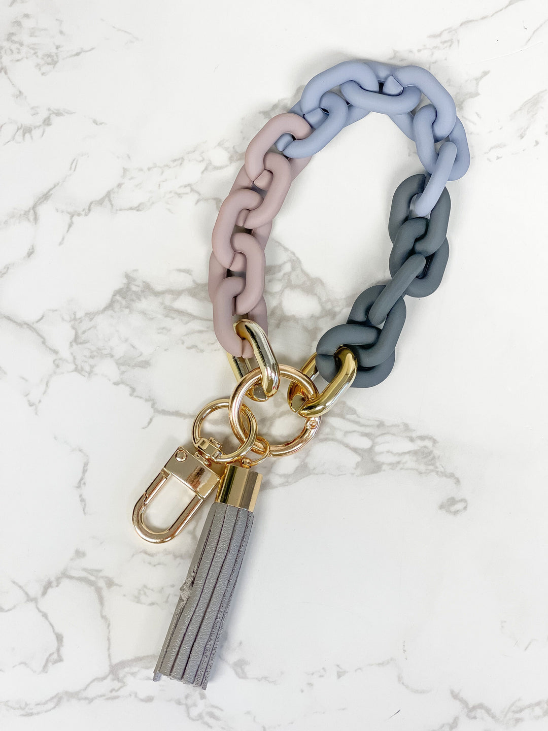 Silicone Chunky Chain Bracelet Keychain - Grey