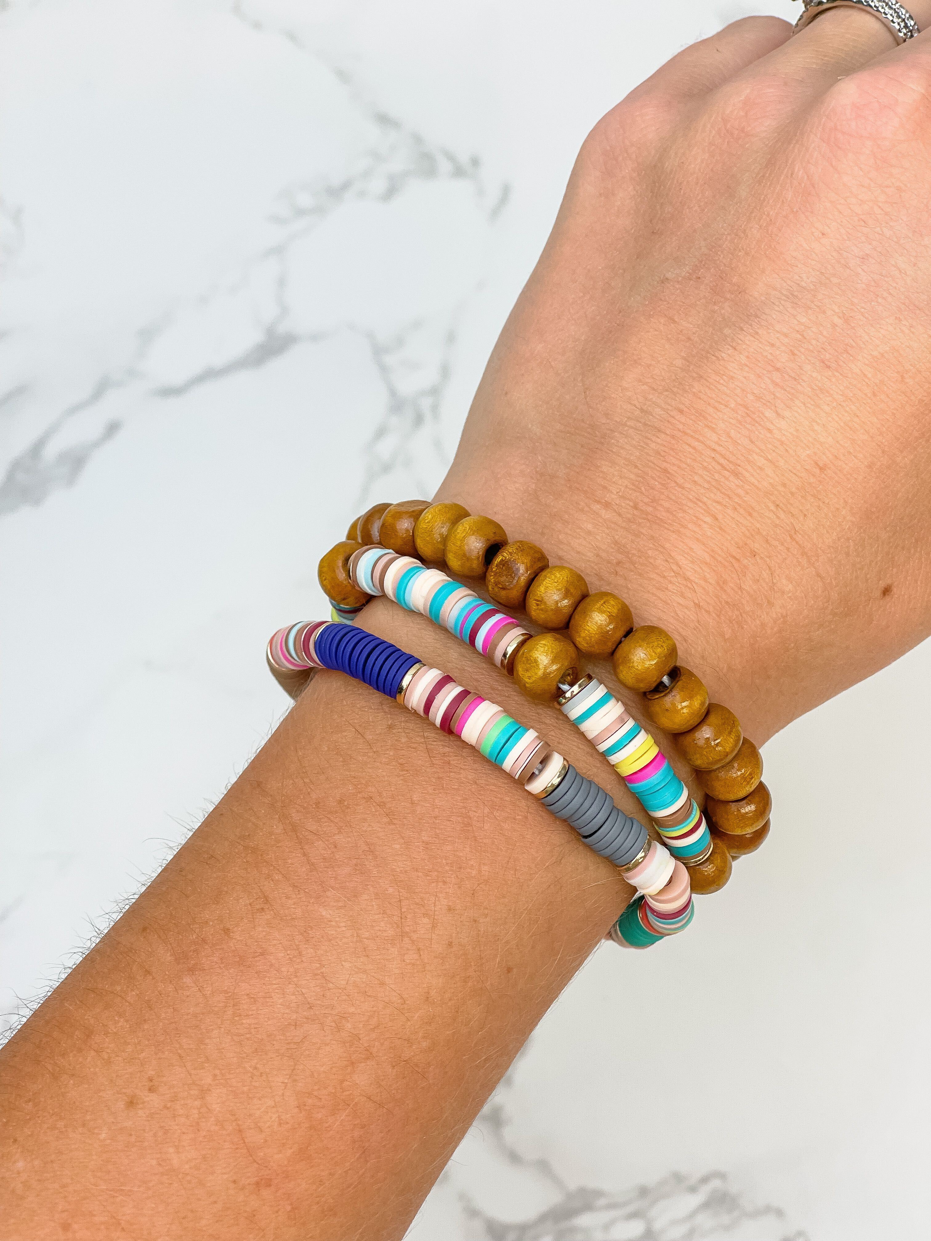 Heishi Multicolor Wood Bead Bracelet Set