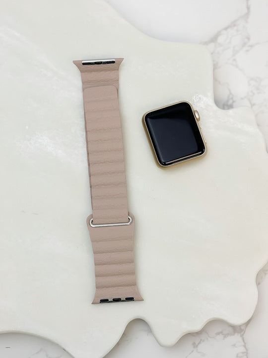 Magnetic Leather Smart Watch Band - Beige