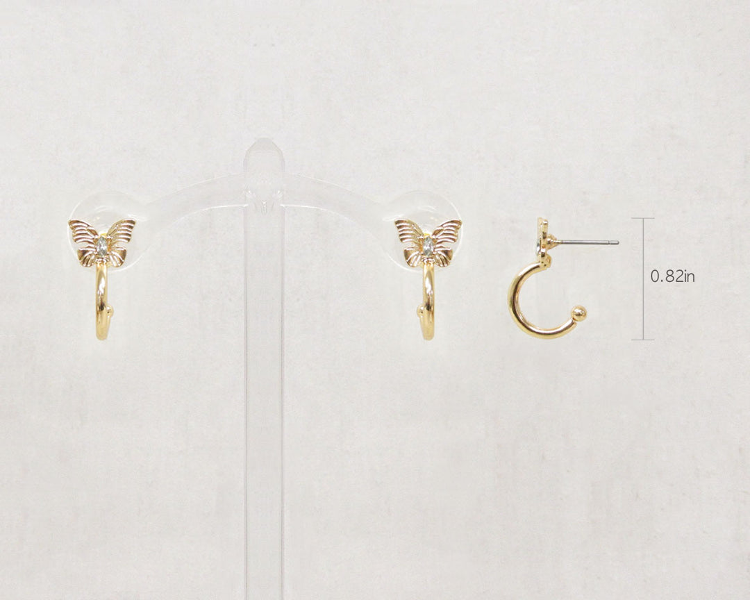 Dainty Butterfly Huggie Earrings - Gold