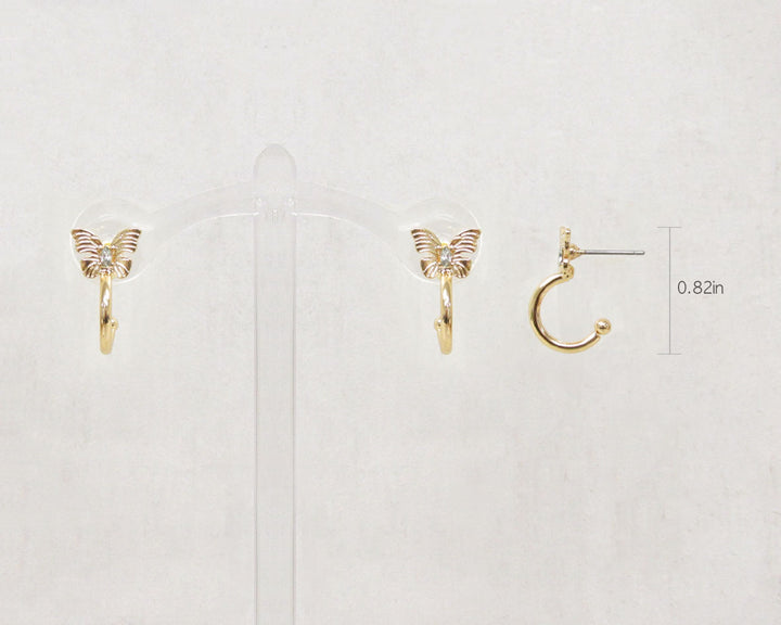 Dainty Butterfly Huggie Earrings - Gold