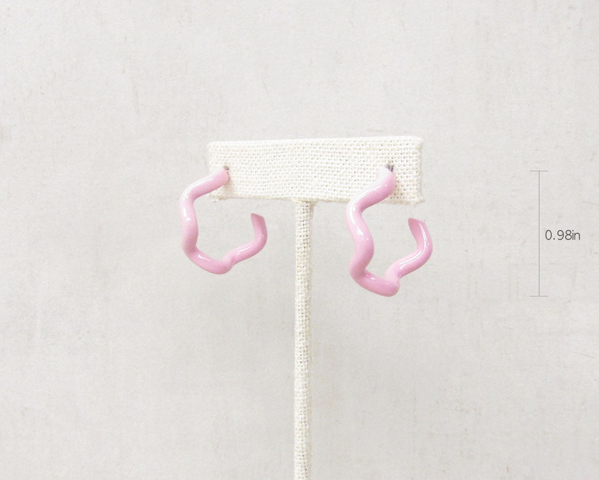 Enamel Coated Hoop Earrings - Pink
