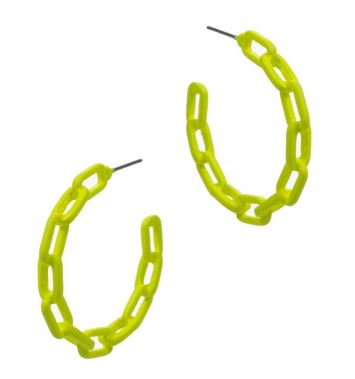 Neon Chainlink Hoop Earrings - Yellow