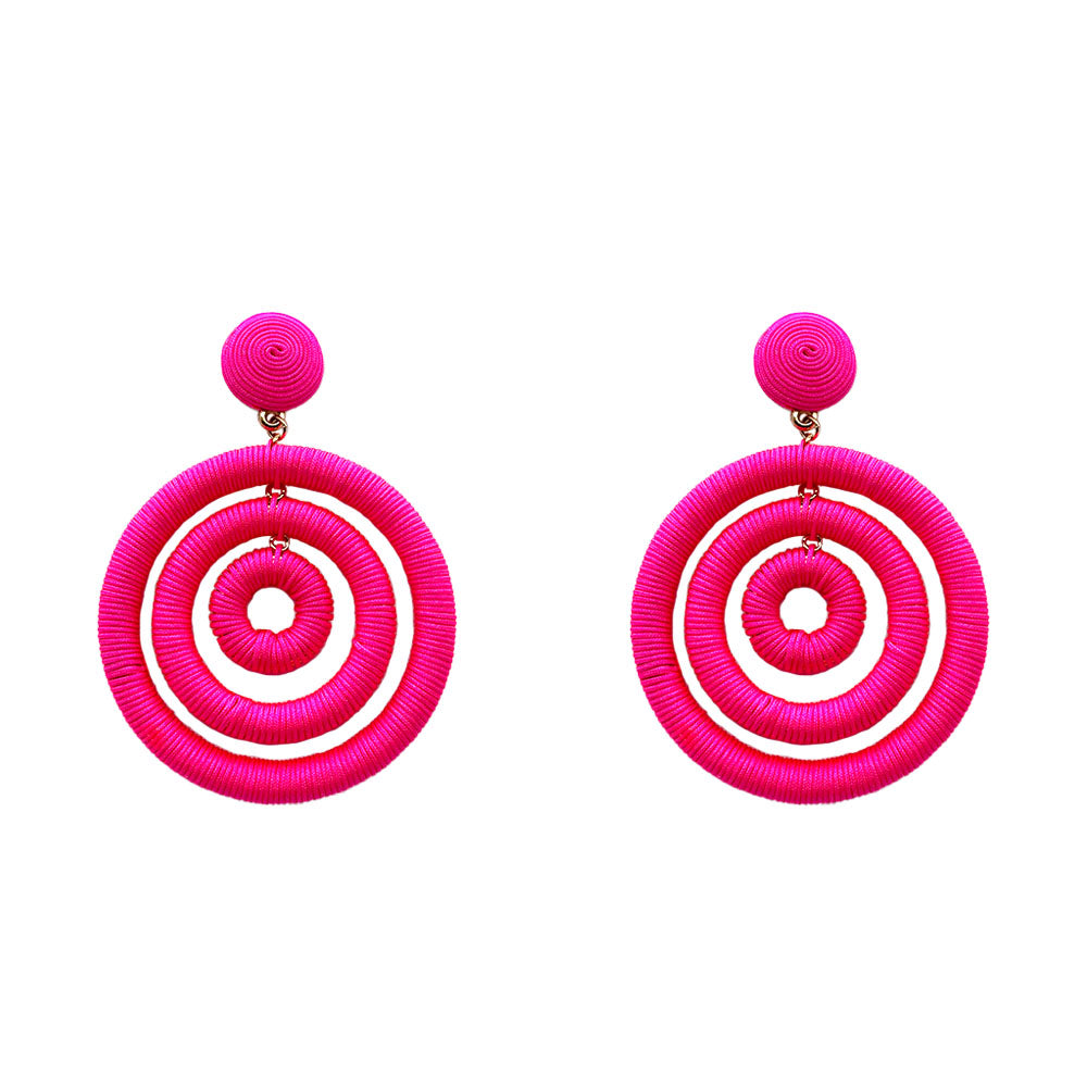 Neon Wrapped Dangle Earrings - Pink