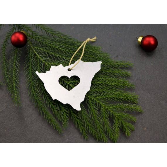 Custom Cut Region/Country Love Outline Ornament
