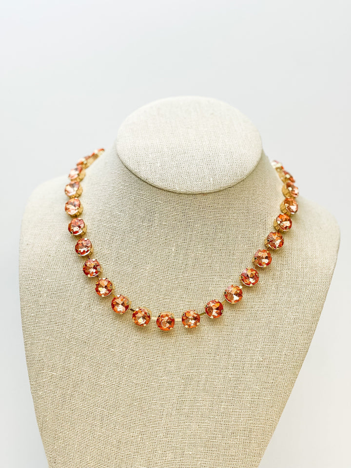 Chunky Glass Stone Necklace - Peach