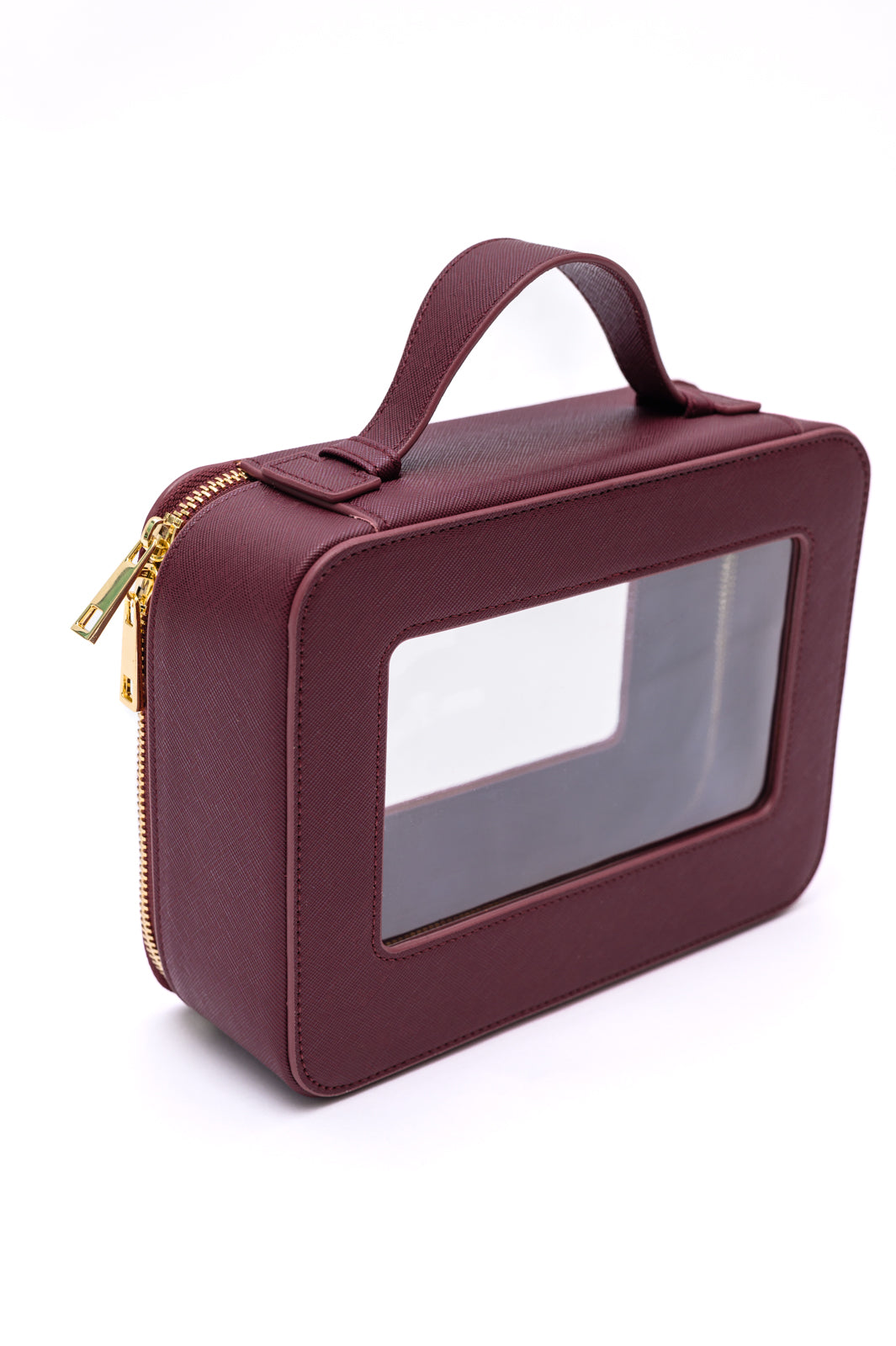 PU Leather Travel Cosmetic Case in Wine - 2/23
