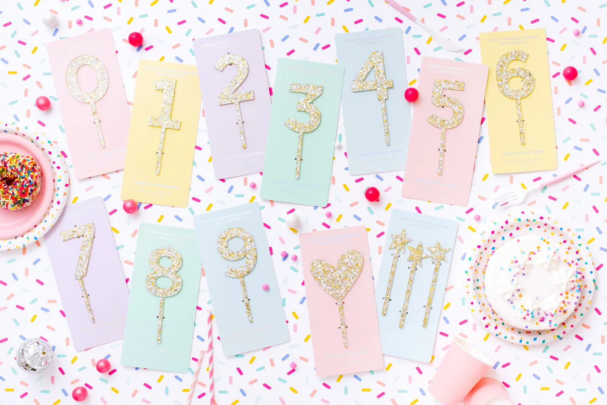 Numbers & Shapes Confetti Pearl Cake Toppers