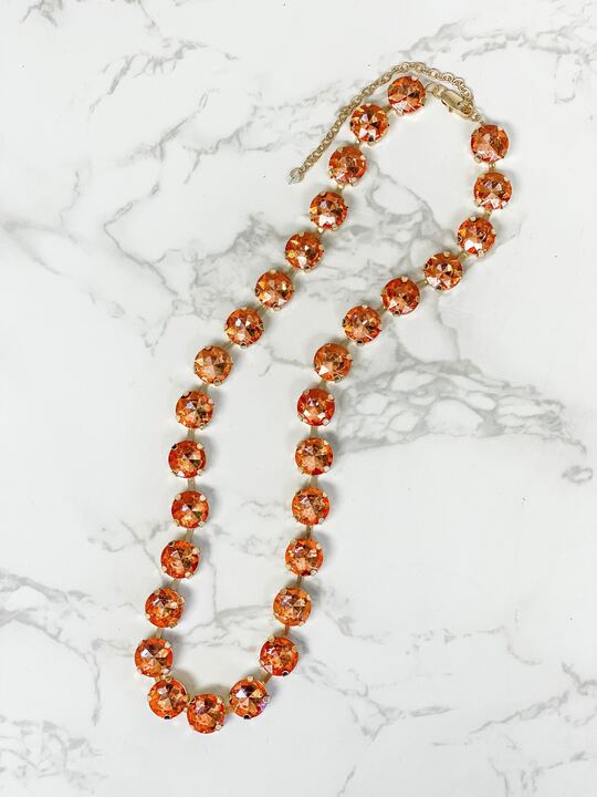 Chunky Glass Stone Necklace - Peach