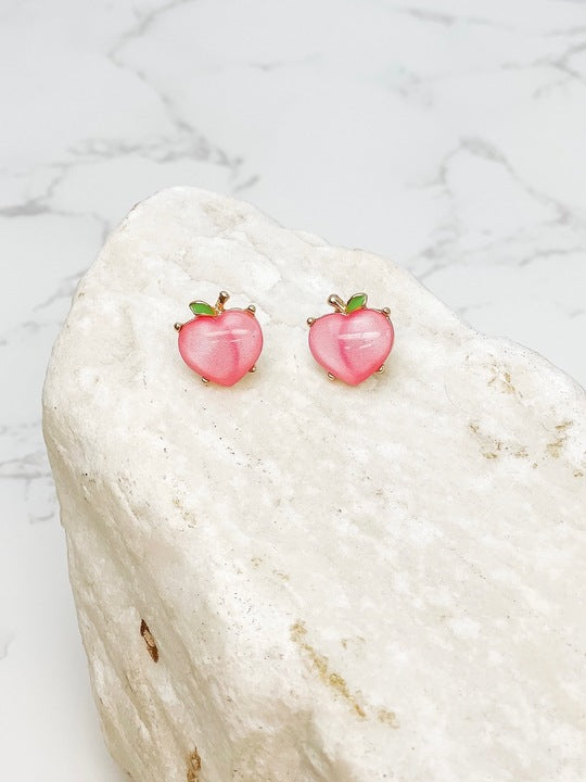 Peach Printed Stud Earrings