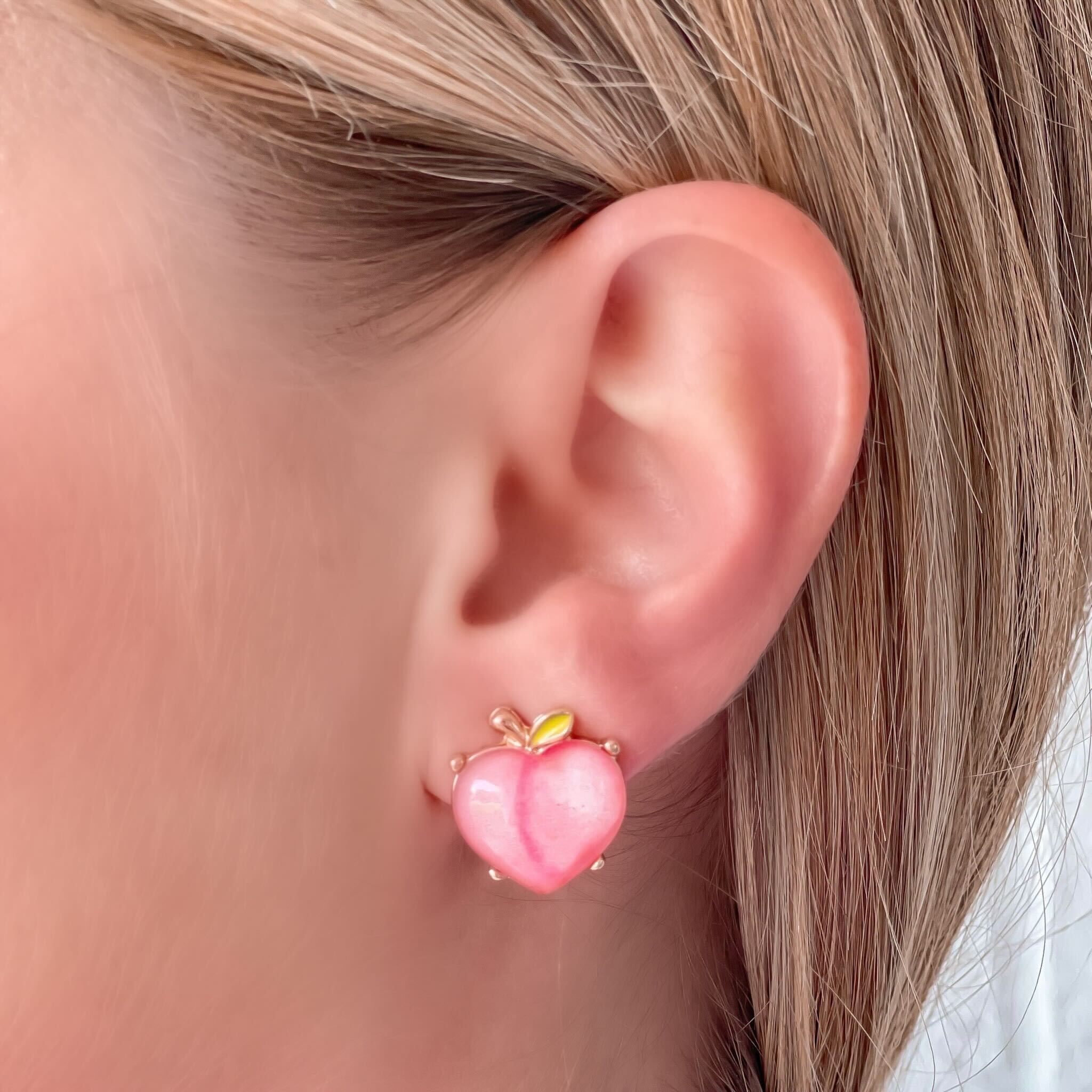Peach Printed Stud Earrings