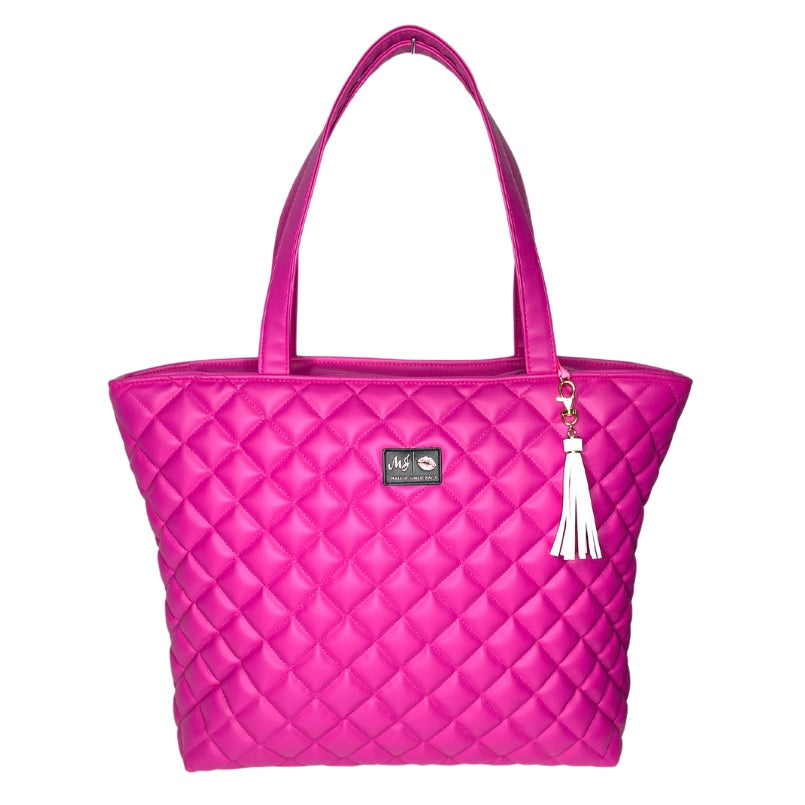 Live Takeover: Quilted Hot Fuchsia Tote by Makeup Junkie (Ships in 4-5 weeks)