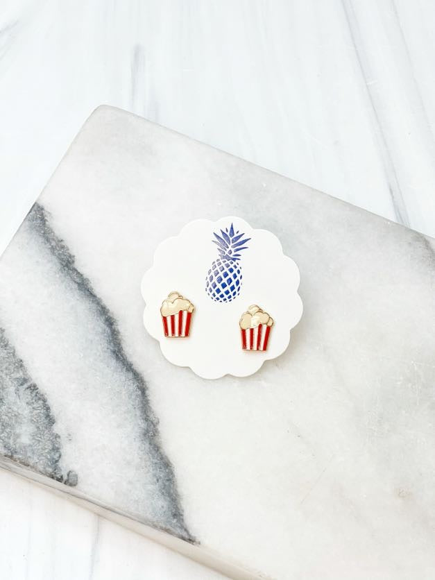 Popcorn Signature Enamel Studs by Prep Obsessed