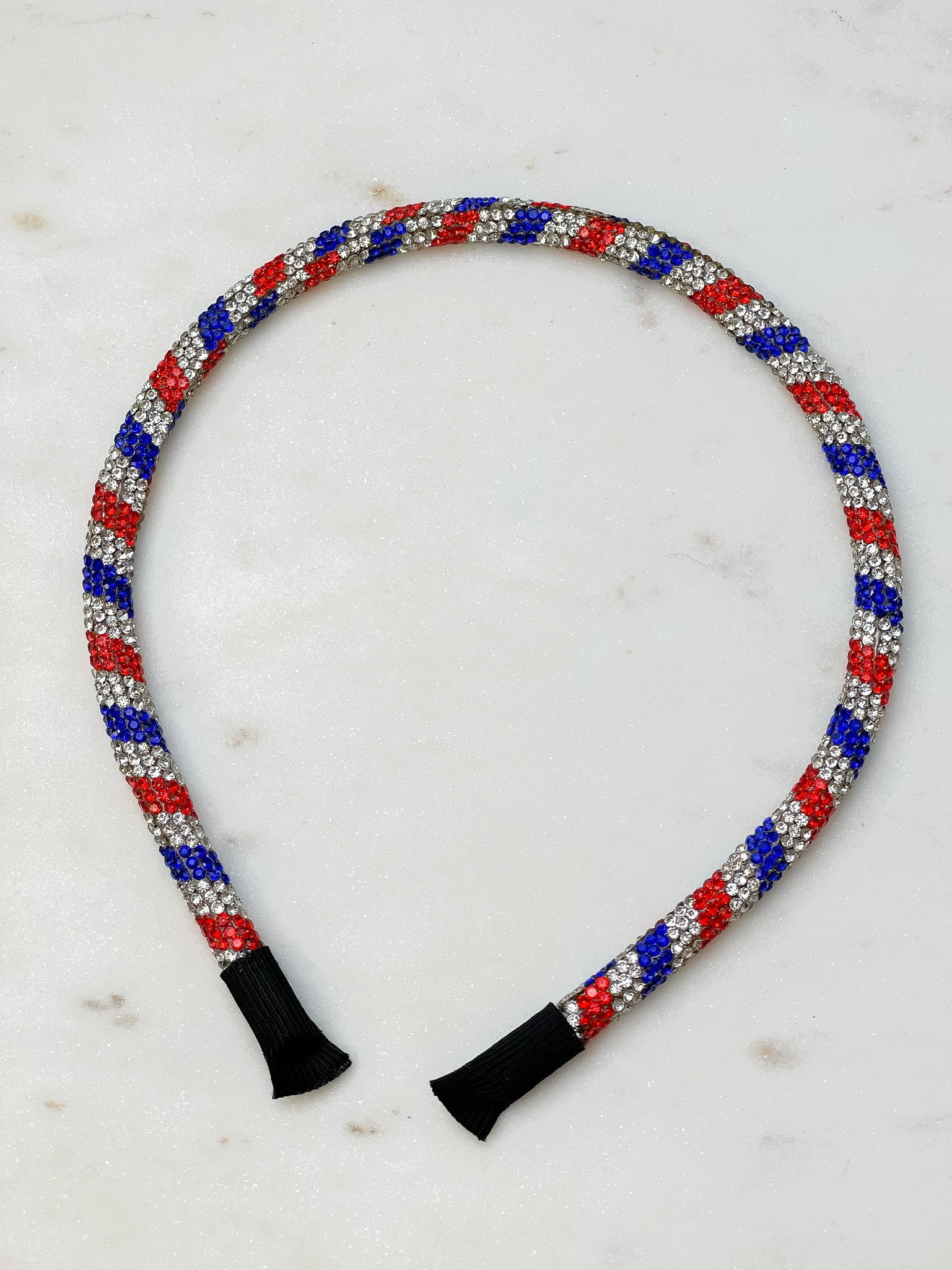 Skinny Rhinestone Headband - Red, White, & Blue
