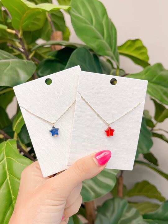 Star Pendant Necklace - Red