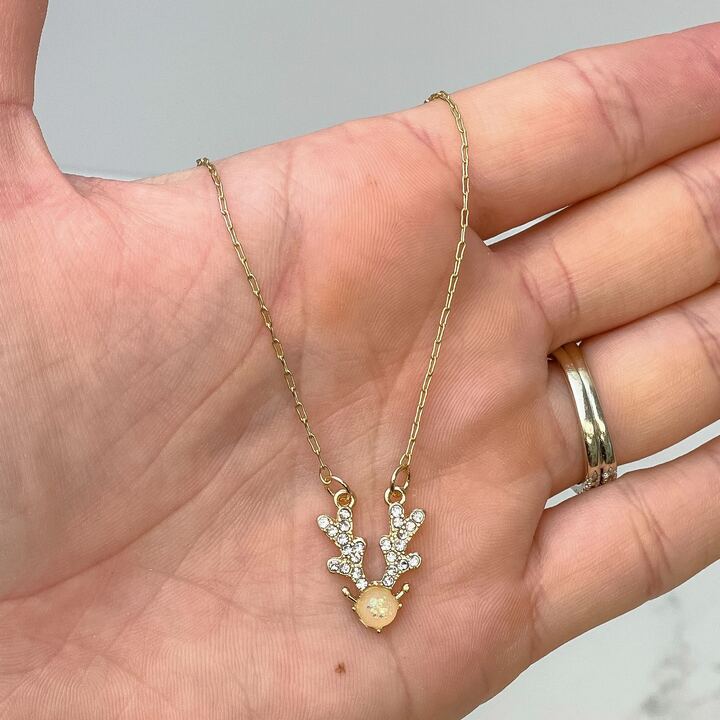 Reindeer Opal Pendant Necklace