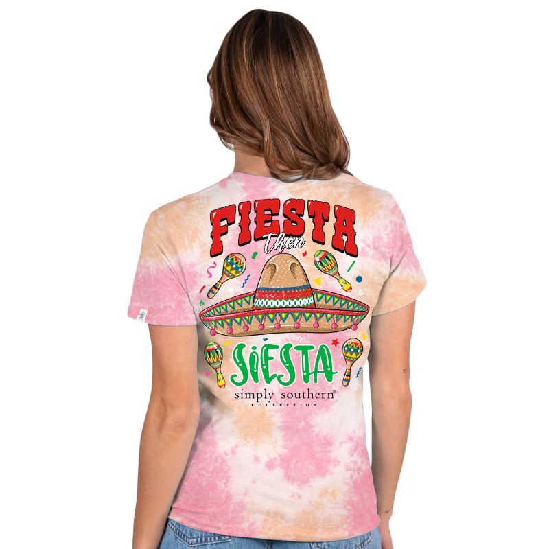 'Fiesta Then Siesta' Short Sleeve Tie Dye Tee by Simply Southern