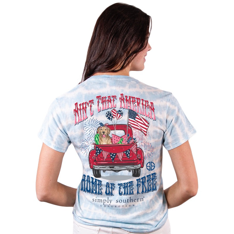 Youth 'Aint That America' Tie Dye Short Sleeve Tee by Simply Southern