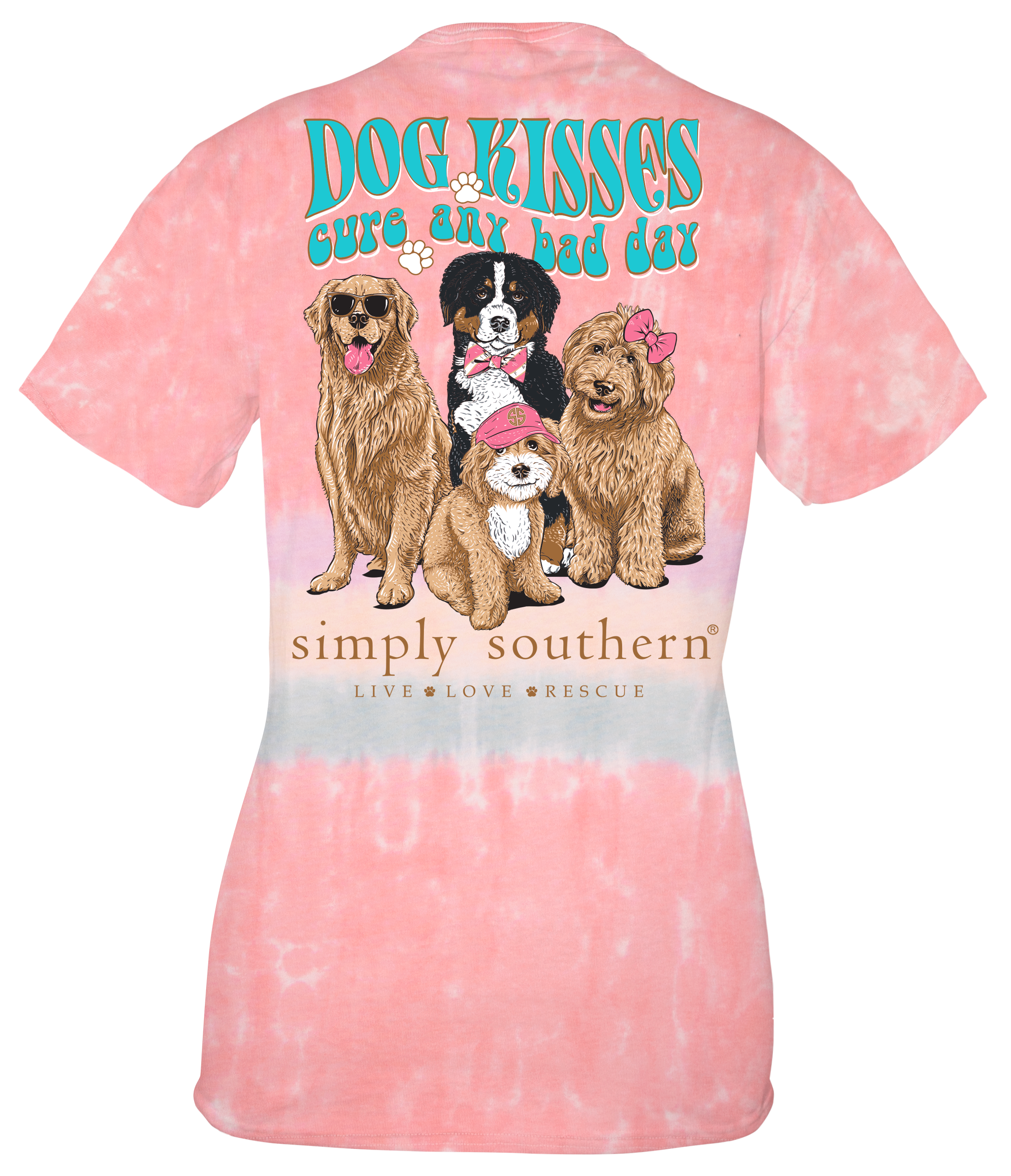 'Dog Kisses Cure Any Bad Day' Tie Dye Short Sleeve Tee by Simply Southern
