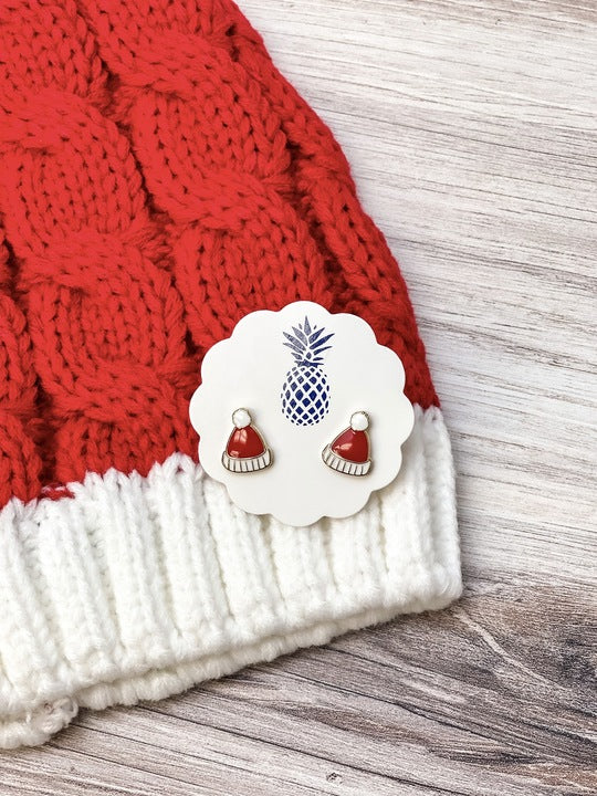 Santa Beanie Signature Enamel Stud Earrings