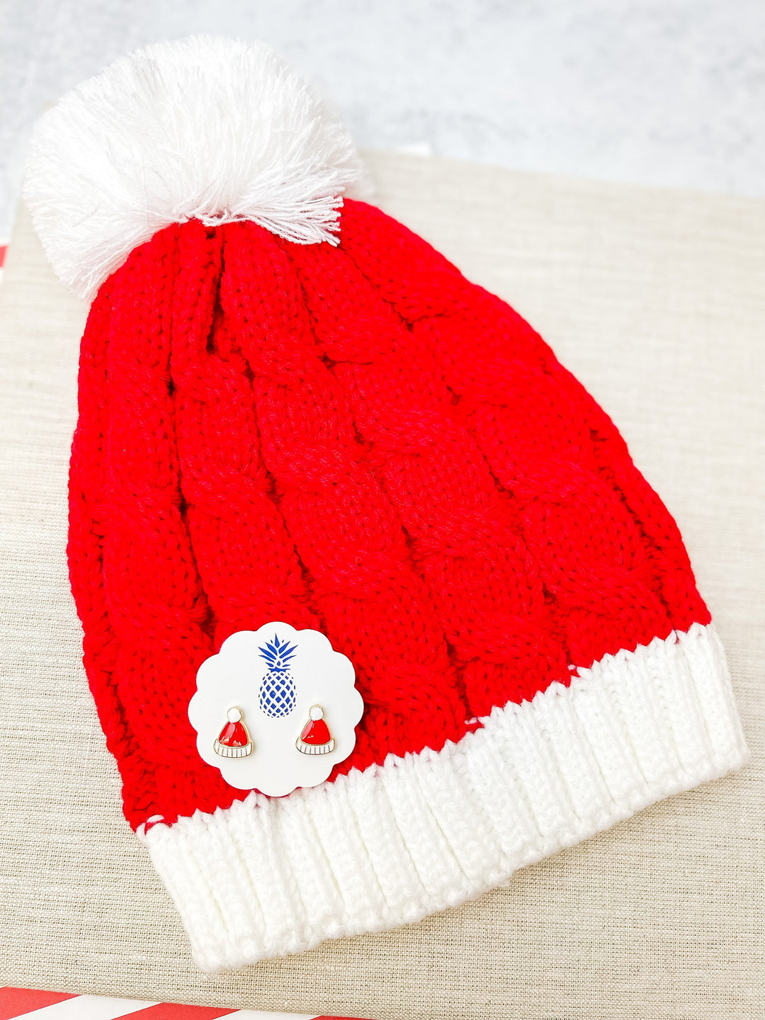 Santa Beanie Signature Enamel Stud Earrings