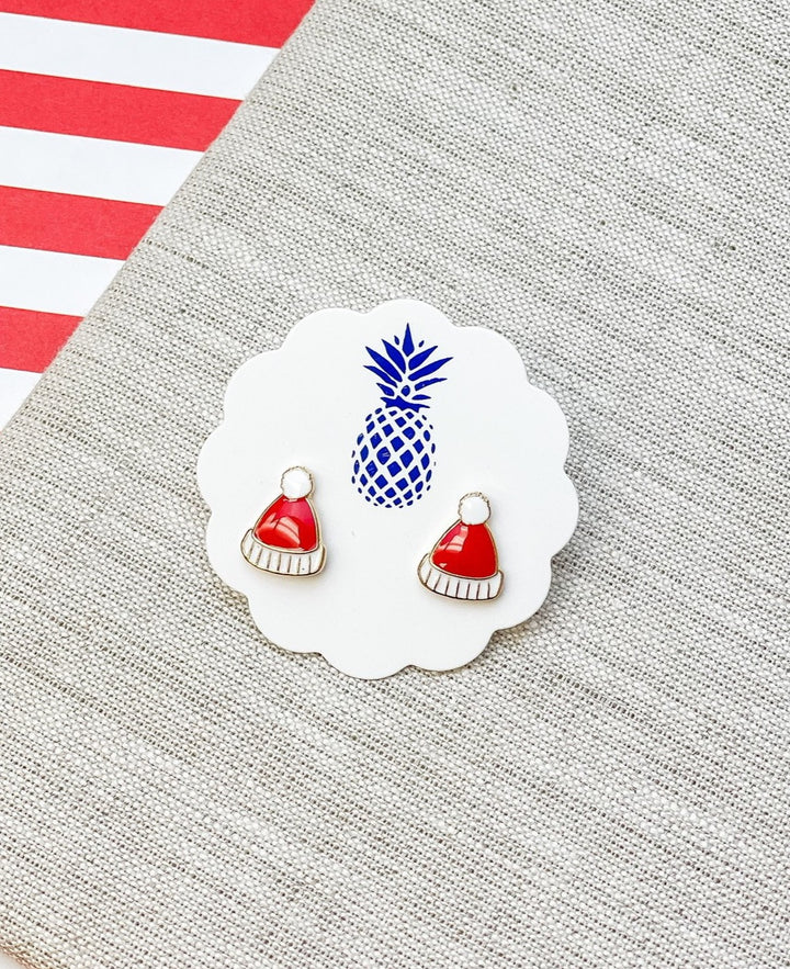 Santa Beanie Signature Enamel Stud Earrings