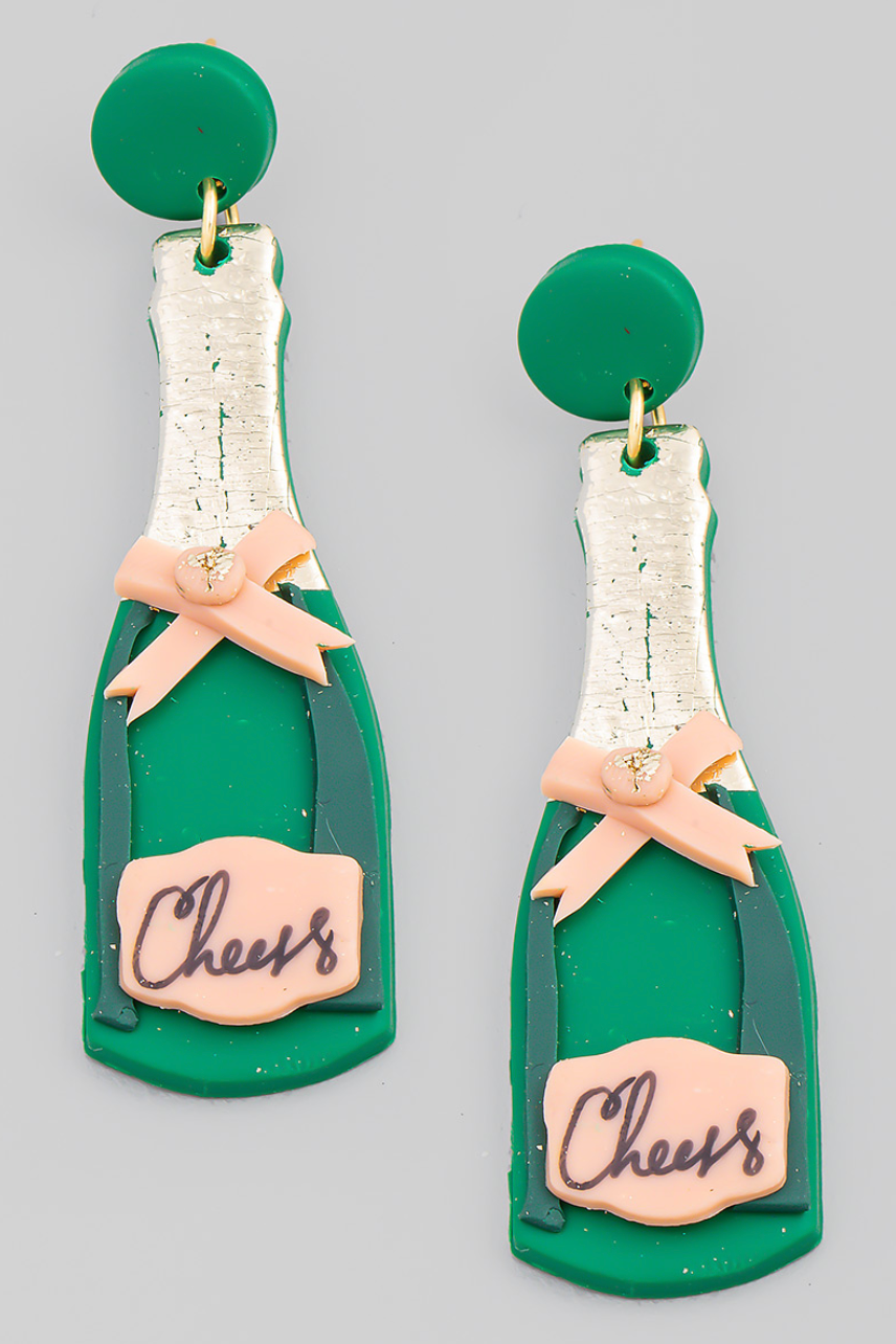 Green Cheers Champagne Clay Earrings