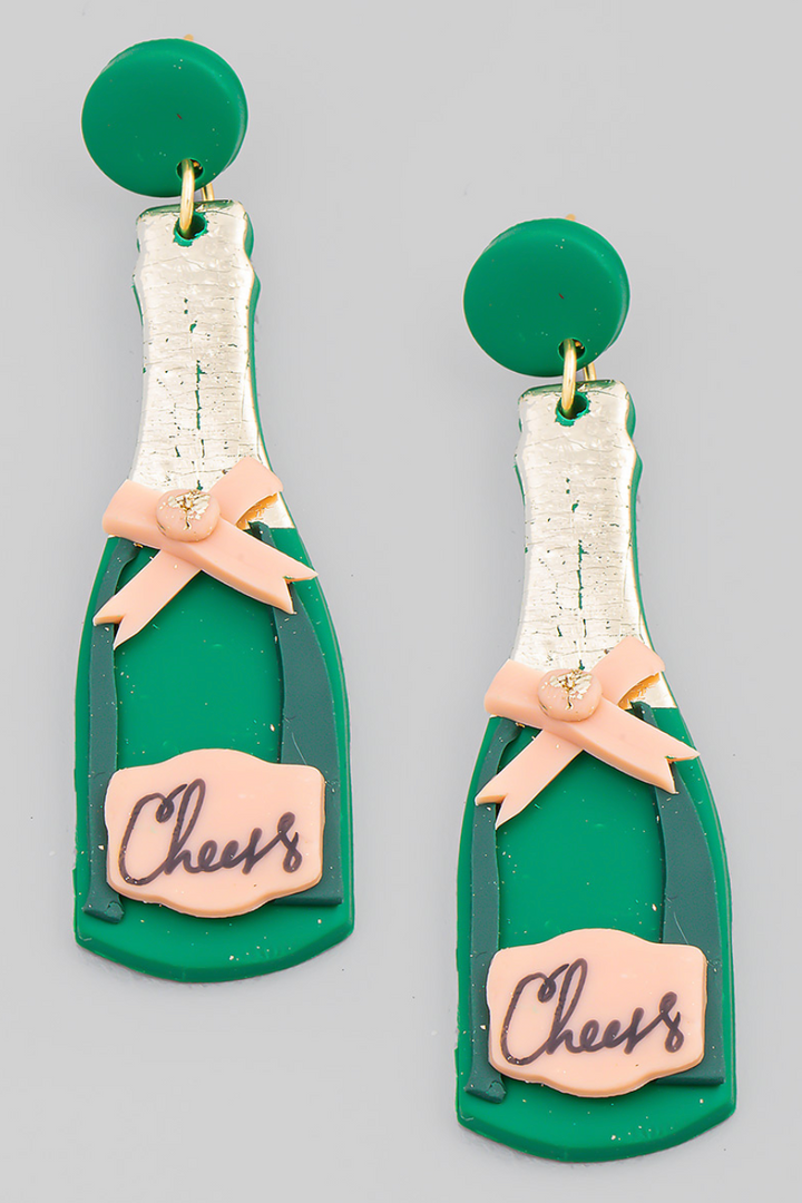 Green Cheers Champagne Clay Earrings