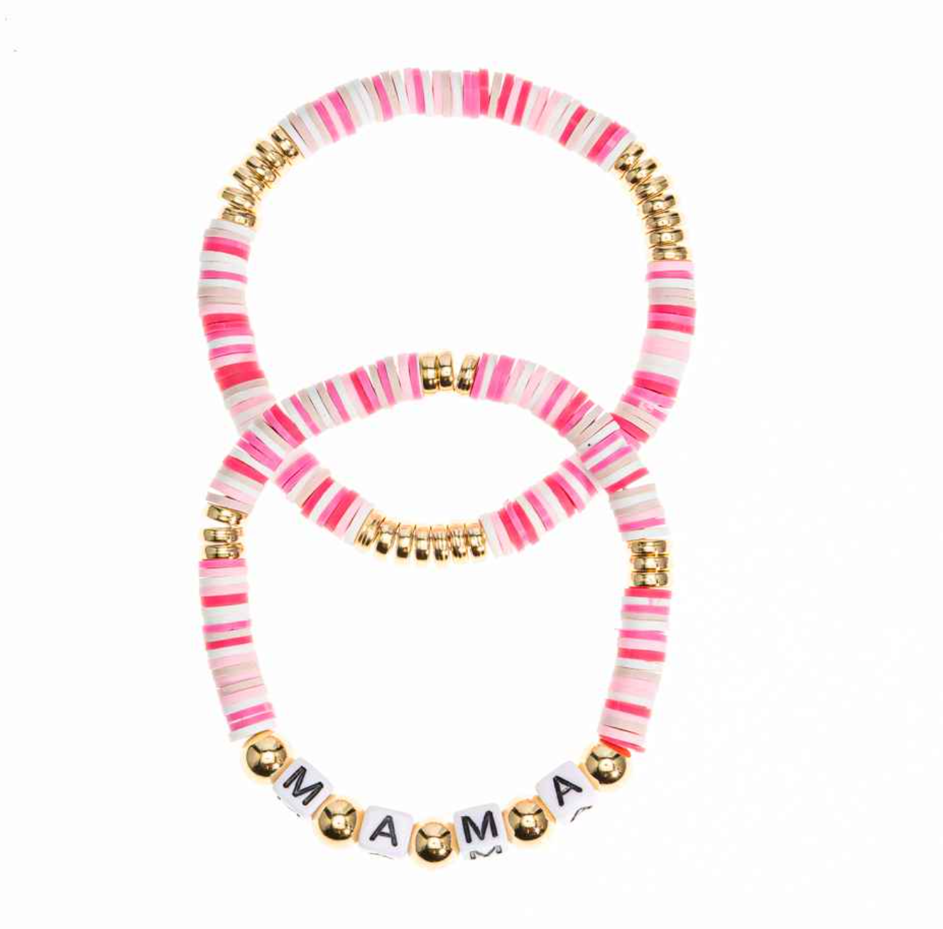 'Mama' Stretch Bracelet Set - Pink & Gold