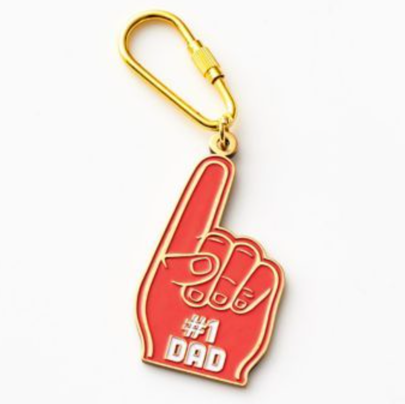 '#1 Dad' Foam Finger Enamel Keychain