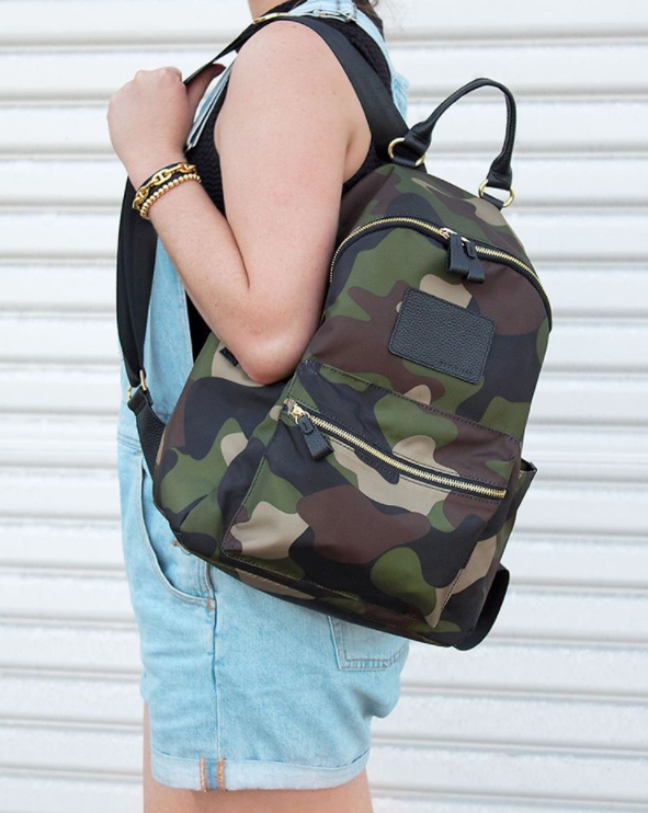 Brandy Nylon and Leather Backpack - Camo