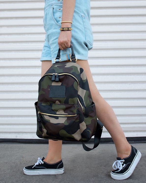 Brandy Nylon and Leather Backpack - Camo