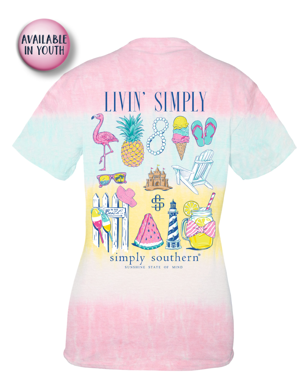 'Livin' Simply' Preppy Icons Short Sleeve Tie Dye Tee by Simply Southern