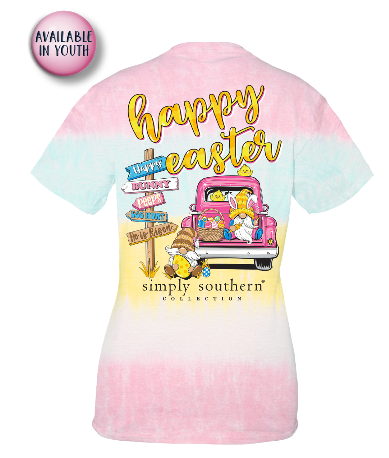 'Happy Easter' Gnome Short Sleeve Tie Dye Tee by Simply Southern