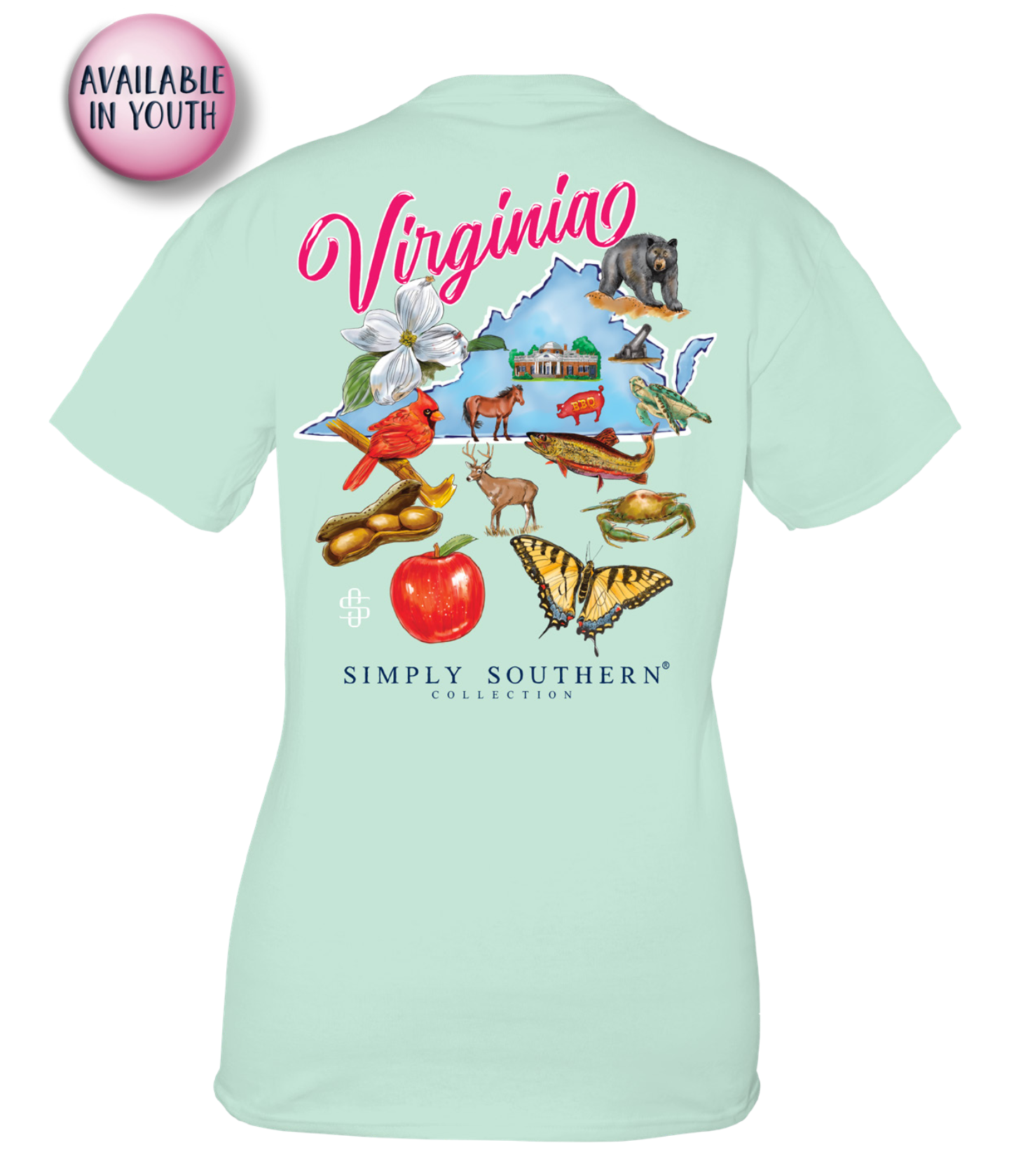 Youth Virginia State Short Sleeve Tee by Simply Southern