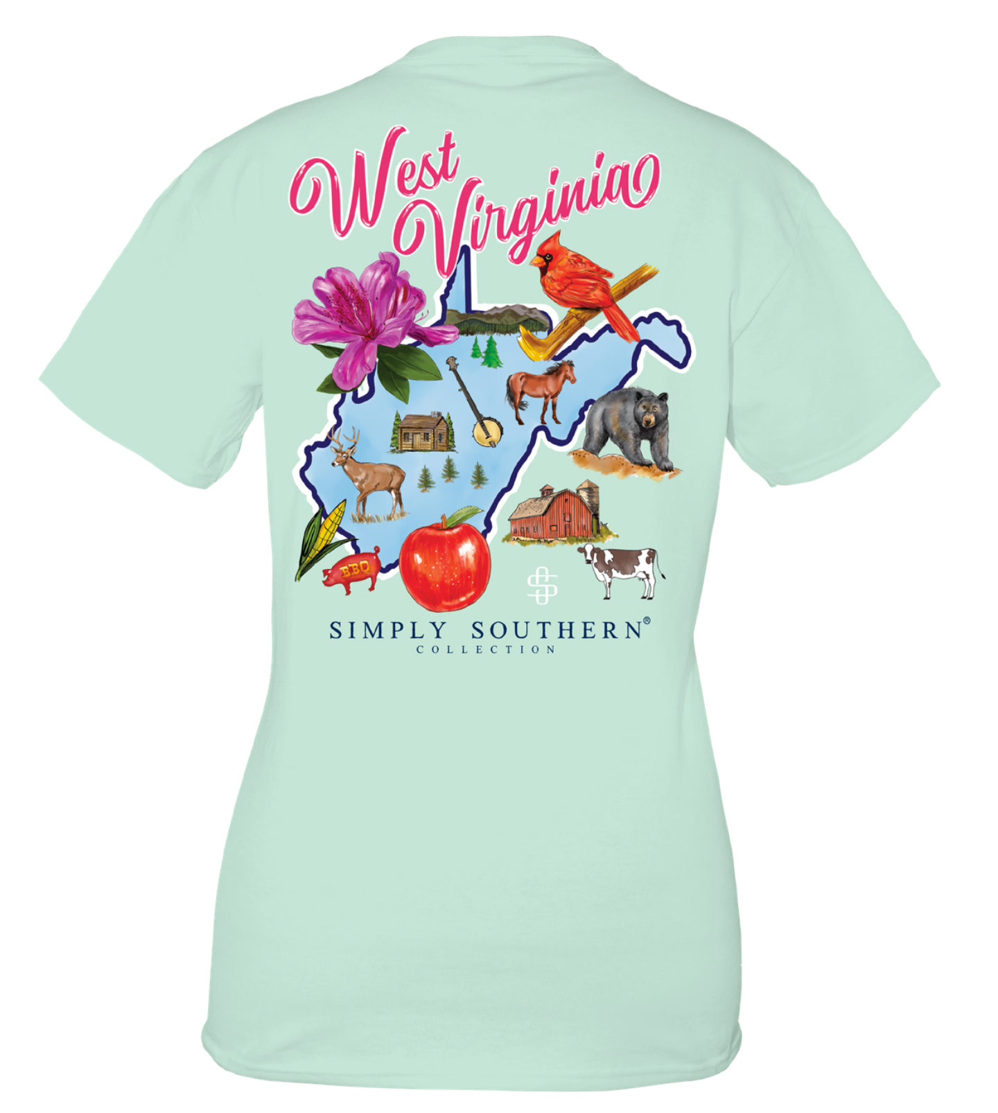 West Virginia State Short Sleeve Tee by Simply Southern