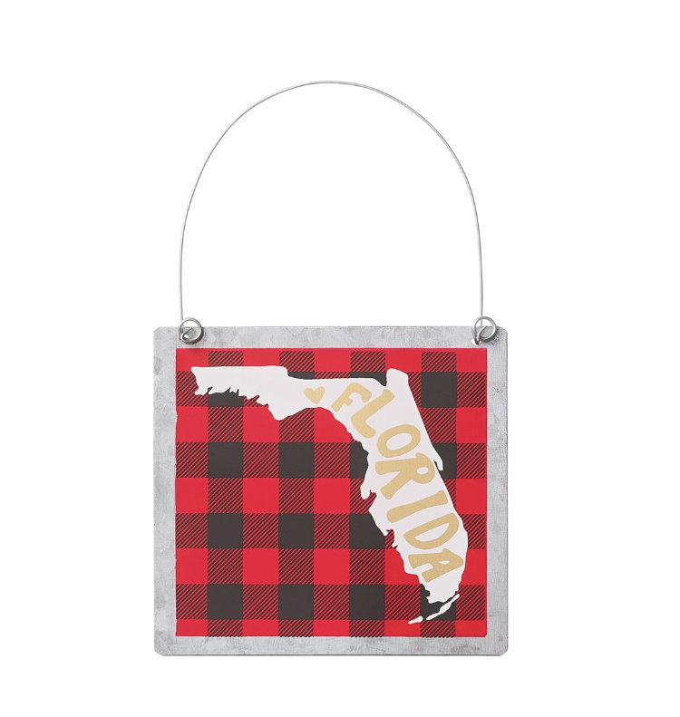 'Florida' Buffalo Check Tin Ornament