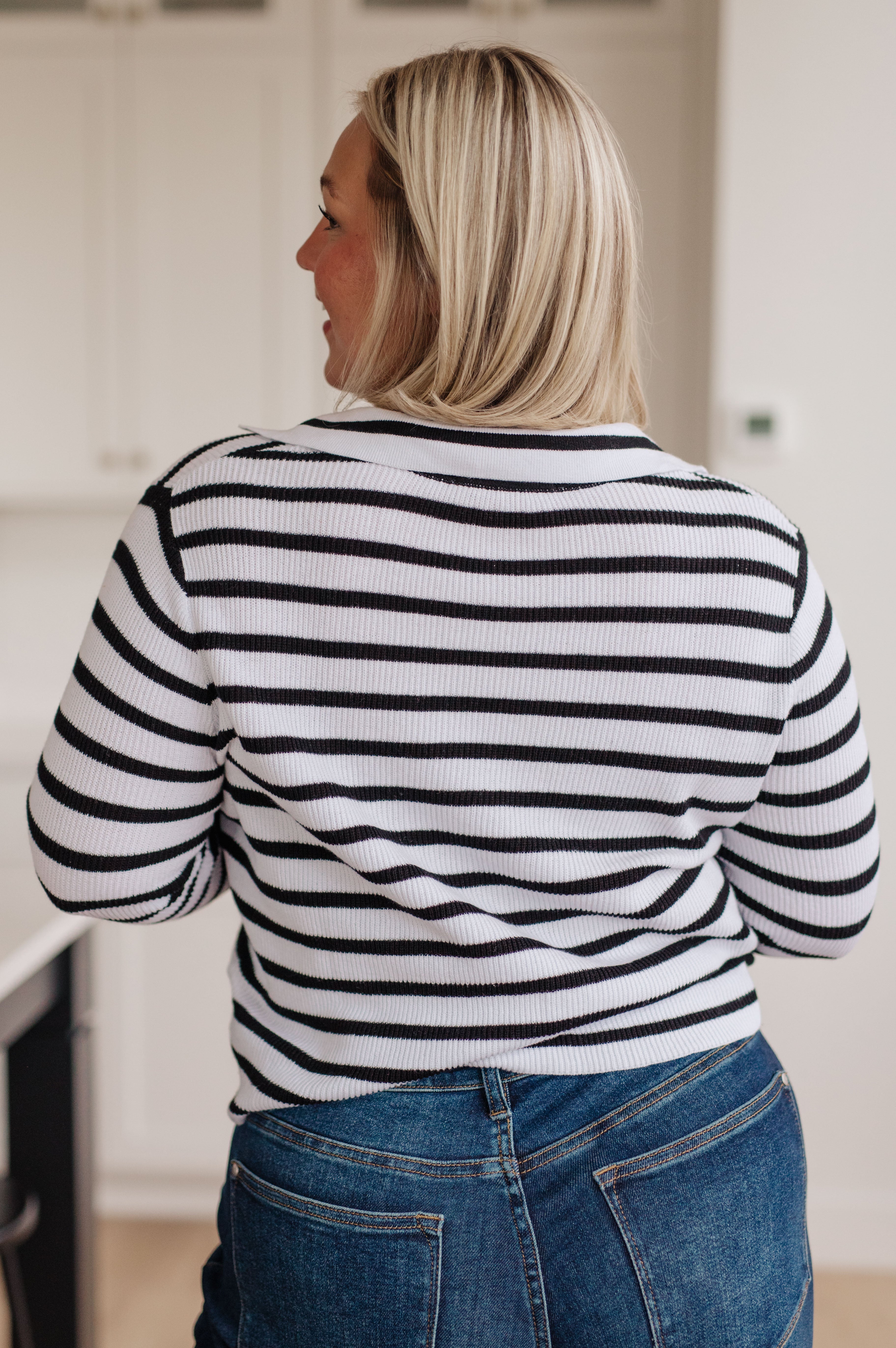 Self Improvement V-Neck Striped Sweater (Ships in 1-2 Weeks)