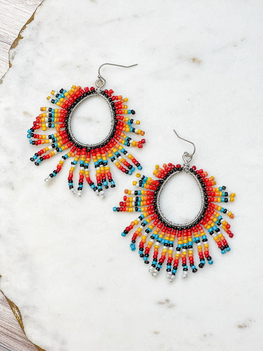 Serape Fringe Statement Earrings