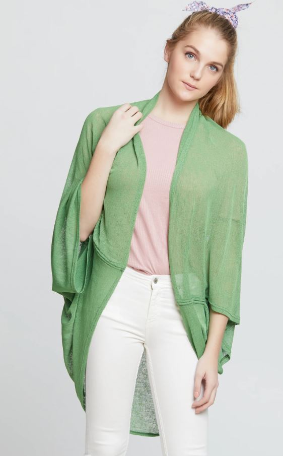 Sheer Lightweight Cocoon Kimono - Green
