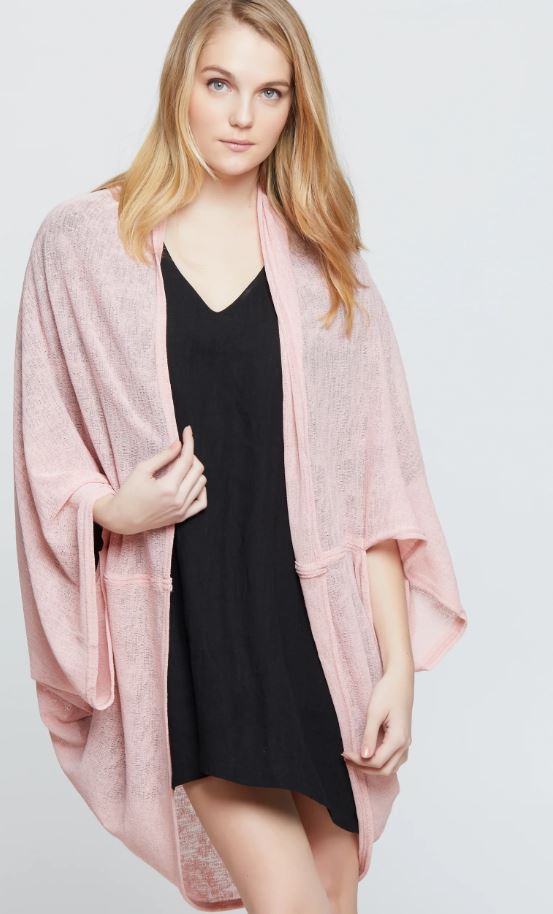 Sheer Lightweight Cocoon Kimono - Light Pink