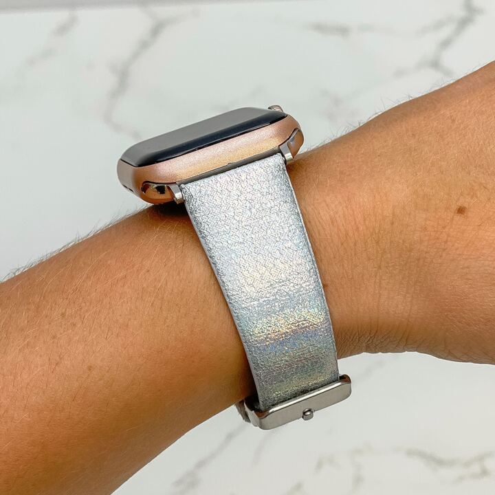 Metallic Adjustable Smart Watch Band - Silver